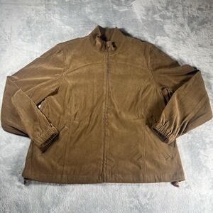 ORVIS Jacket Womens 16 Brown Faux‎ Suede Full Zip Hunting Jacket Coat